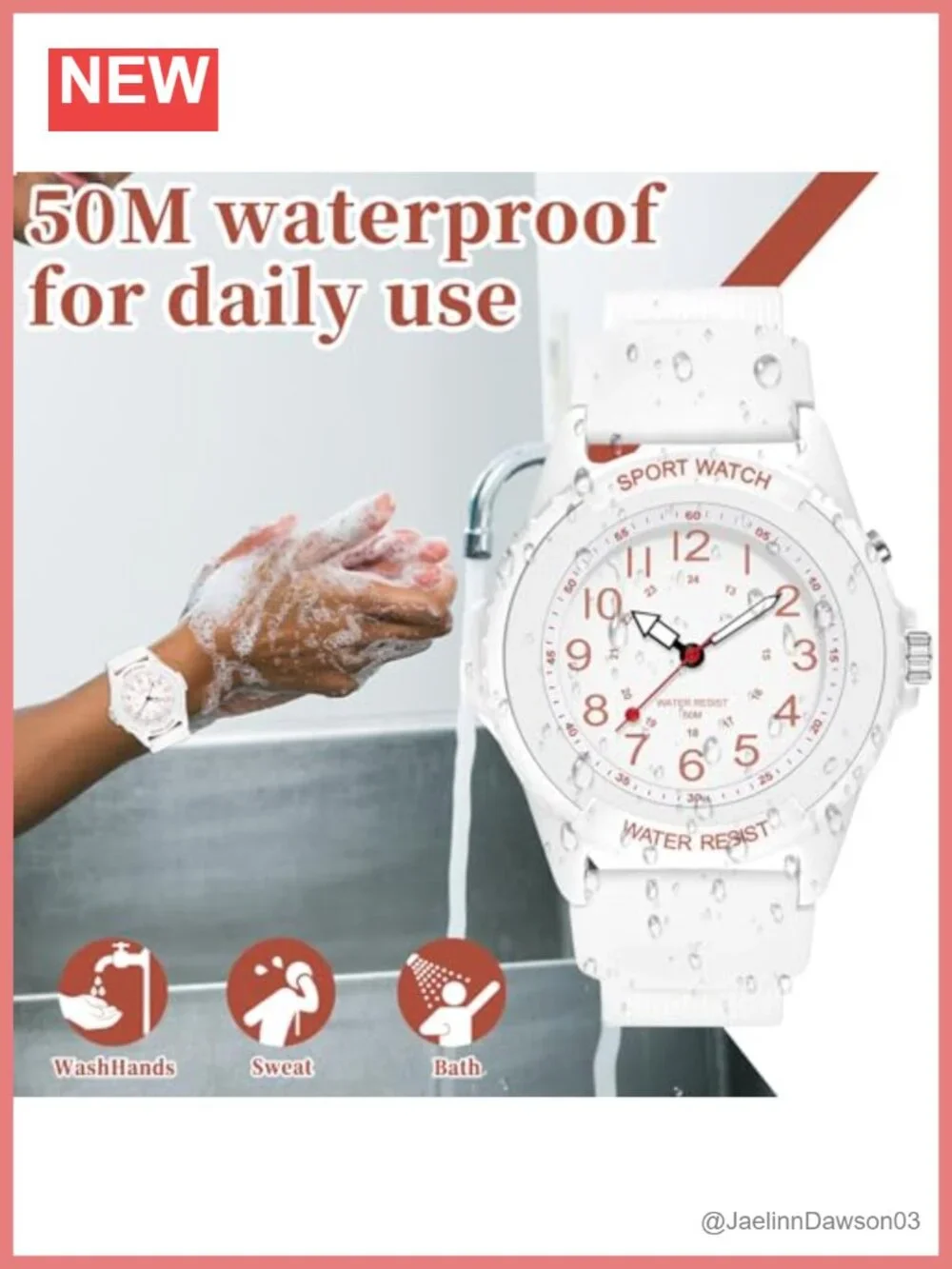 Women's Analog Watch Easy Read Night Light 50M Waterproof Nurse